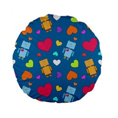 Robot Love Pattern Standard 15  Premium Flano Round Cushions