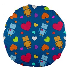 Robot Love Pattern Large 18  Premium Flano Round Cushions