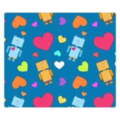 Robot Love Pattern Double Sided Flano Blanket (Small) 