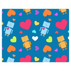 Robot Love Pattern Double Sided Flano Blanket (Medium) 