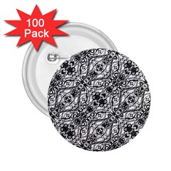 Black And White Ornate Pattern 2 25  Buttons (100 Pack)  by dflcprints