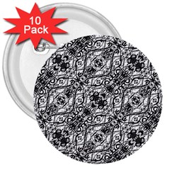 Black And White Ornate Pattern 3  Buttons (10 Pack)  by dflcprints