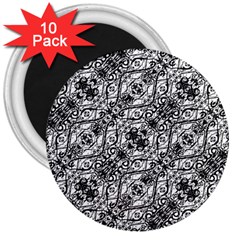 Black And White Ornate Pattern 3  Magnets (10 Pack)  by dflcprints