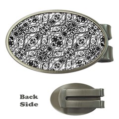 Black And White Ornate Pattern Money Clips (oval)  by dflcprints