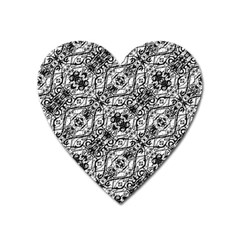 Black And White Ornate Pattern Heart Magnet by dflcprints