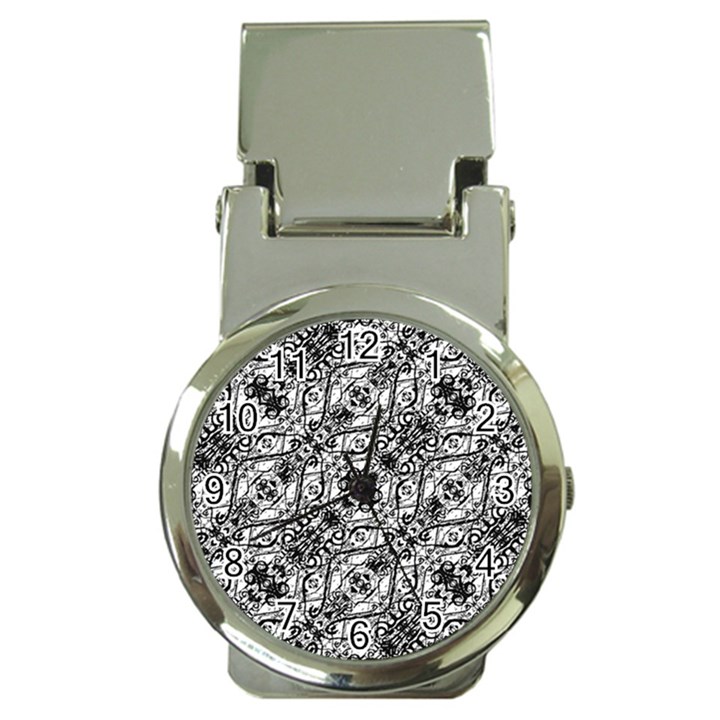 Black and White Ornate Pattern Money Clip Watches