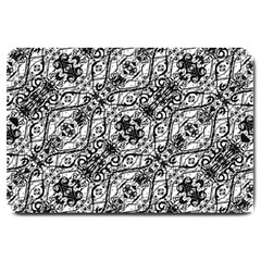 Black And White Ornate Pattern Large Doormat  by dflcprints