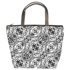 Black And White Ornate Pattern Bucket Bags by dflcprints