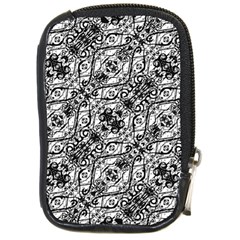 Black And White Ornate Pattern Compact Camera Cases by dflcprints