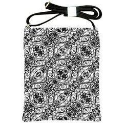 Black And White Ornate Pattern Shoulder Sling Bags by dflcprints