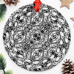 Black And White Ornate Pattern Ornament (round Filigree) by dflcprints