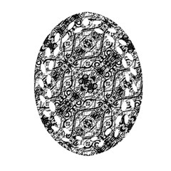 Black And White Ornate Pattern Oval Filigree Ornament (two Sides) by dflcprints