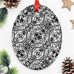 Black and White Ornate Pattern Oval Filigree Ornament (Two Sides) Front