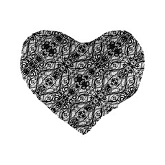 Black And White Ornate Pattern Standard 16  Premium Heart Shape Cushions by dflcprints