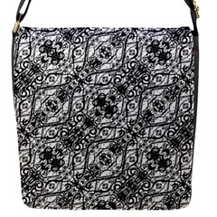 Black And White Ornate Pattern Flap Messenger Bag (s) by dflcprints