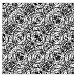 Black and White Ornate Pattern Large Satin Scarf (Square) Front