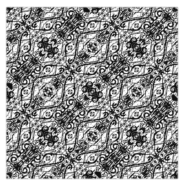 Black and White Ornate Pattern Large Satin Scarf (Square)