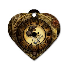 Wonderful Steampunk Desisgn, Clocks And Gears Dog Tag Heart (two Sides) by FantasyWorld7