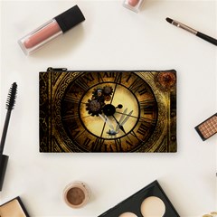 Wonderful Steampunk Desisgn, Clocks And Gears Cosmetic Bag (small)  by FantasyWorld7