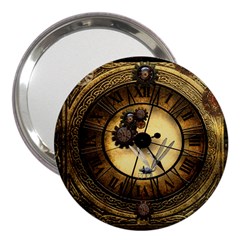 Wonderful Steampunk Desisgn, Clocks And Gears 3  Handbag Mirrors by FantasyWorld7