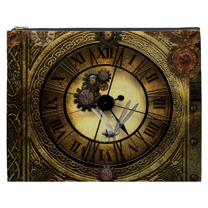 Wonderful Steampunk Desisgn, Clocks And Gears Cosmetic Bag (XXXL) 