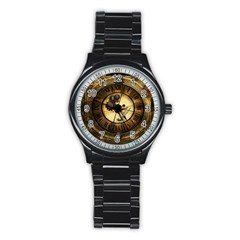 Wonderful Steampunk Desisgn, Clocks And Gears Stainless Steel Round Watch by FantasyWorld7