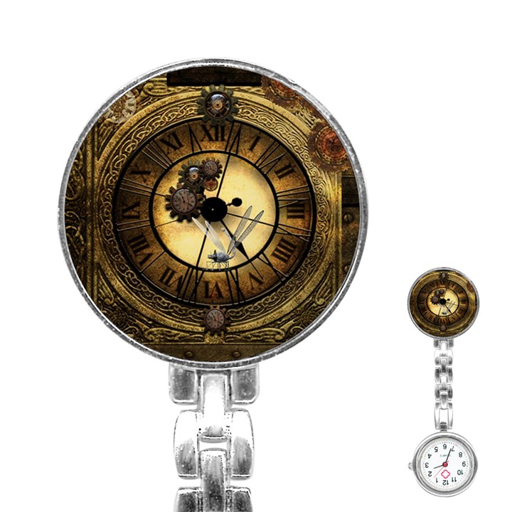 Wonderful Steampunk Desisgn, Clocks And Gears Stainless Steel Nurses Watch