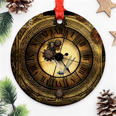 Wonderful Steampunk Desisgn, Clocks And Gears Ornament (round) by FantasyWorld7