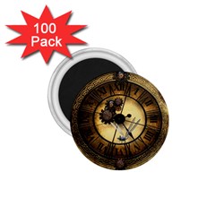 Wonderful Steampunk Desisgn, Clocks And Gears 1 75  Magnets (100 Pack)  by FantasyWorld7