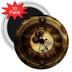 Wonderful Steampunk Desisgn, Clocks And Gears 3  Magnets (10 Pack)  by FantasyWorld7