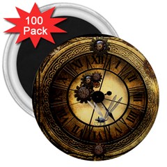 Wonderful Steampunk Desisgn, Clocks And Gears 3  Magnets (100 Pack) by FantasyWorld7