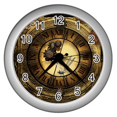 Wonderful Steampunk Desisgn, Clocks And Gears Wall Clocks (silver)  by FantasyWorld7