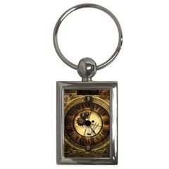 Wonderful Steampunk Desisgn, Clocks And Gears Key Chains (rectangle)  by FantasyWorld7