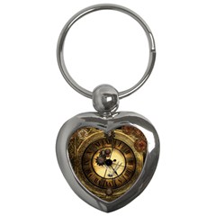 Wonderful Steampunk Desisgn, Clocks And Gears Key Chains (heart)  by FantasyWorld7