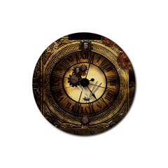 Wonderful Steampunk Desisgn, Clocks And Gears Rubber Coaster (round)  by FantasyWorld7