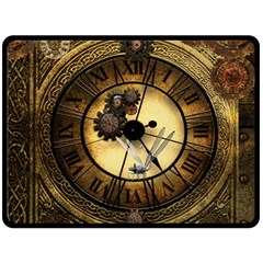 Wonderful Steampunk Desisgn, Clocks And Gears Fleece Blanket (large)  by FantasyWorld7