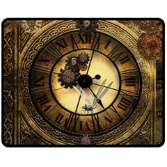 Wonderful Steampunk Desisgn, Clocks And Gears Fleece Blanket (medium)  by FantasyWorld7