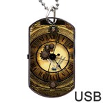 Wonderful Steampunk Desisgn, Clocks And Gears Dog Tag USB Flash (Two Sides) Front