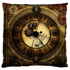 Wonderful Steampunk Desisgn, Clocks And Gears Large Cushion Case (two Sides) by FantasyWorld7