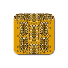 Rain Showers In The Rain Forest Of Bloom And Decorative Liana Rubber Square Coaster (4 Pack)  by pepitasart