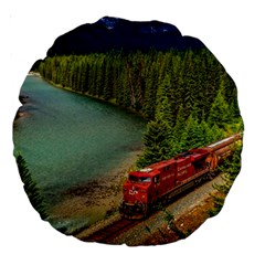 Canadian Railroad Freight Train Large 18  Premium Round Cushions by Bigfootshirtshop