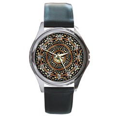 Dark Metal And Jewels Round Metal Watch by linceazul