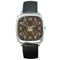 Dark Metal And Jewels Square Metal Watch by linceazul