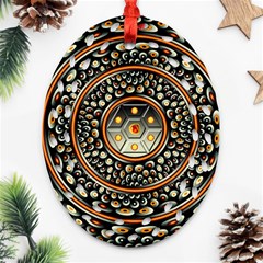 Dark Metal And Jewels Ornament (oval Filigree) by linceazul