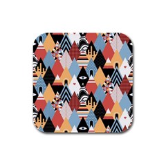 Abstract Diamond Pattern Rubber Square Coaster (4 Pack)  by Bigfootshirtshop