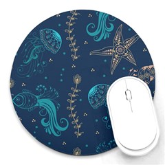 Arabesque Vintage Graphic Nature Round Mousepads by Bigfootshirtshop