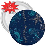 Arabesque Vintage Graphic Nature 3  Buttons (10 pack)  Front