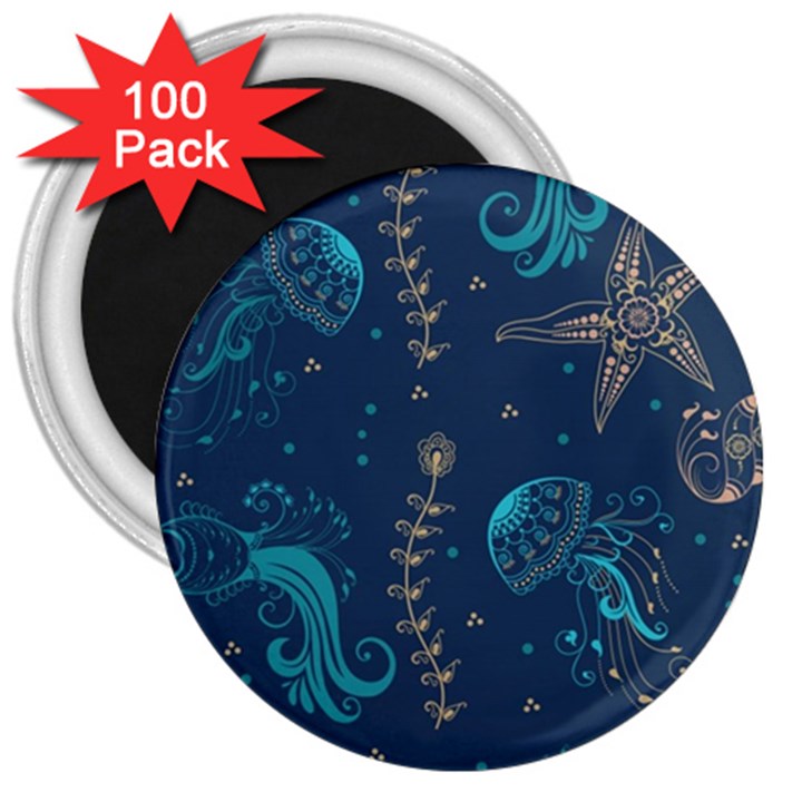 Arabesque Vintage Graphic Nature 3  Magnets (100 pack)