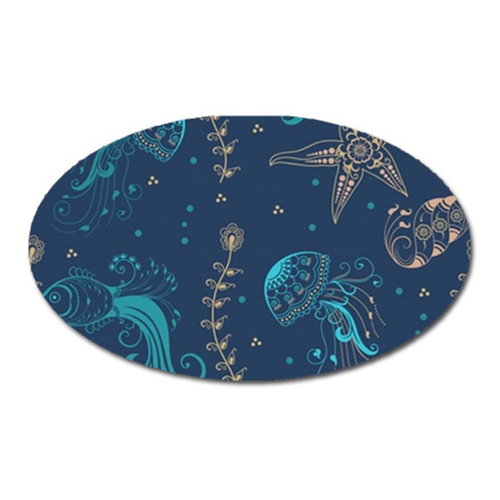 Arabesque Vintage Graphic Nature Oval Magnet