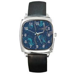 Arabesque Vintage Graphic Nature Square Metal Watch by Bigfootshirtshop